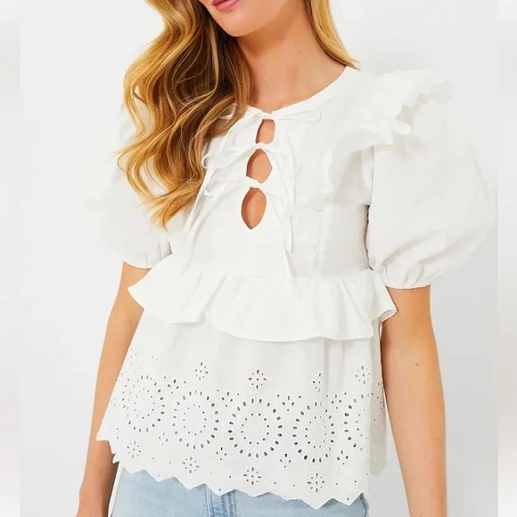 Tuckernuck Moon River Exclusive White Eyelet Ruffle Top Various - Picture 1 of 13